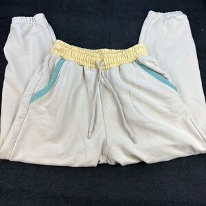 ZARA Elastic Waist Jogger Pants - Cream and Yellow